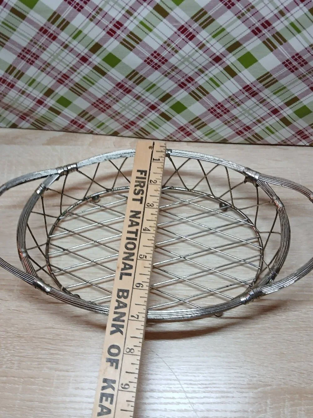 Vintage Antique Silver Metal Wire Bread Fruit Basket with Metal Wrapped Handles